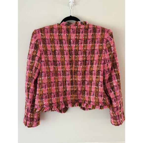L'Agence Angelina Jacket Pink Plaid Tweed Blazer 8 - Picture 4 of 5
